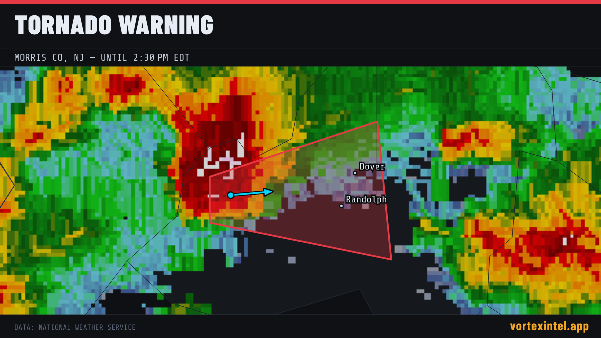 Tornado Warning for Morris — radar, warned-area polygon and storm motion