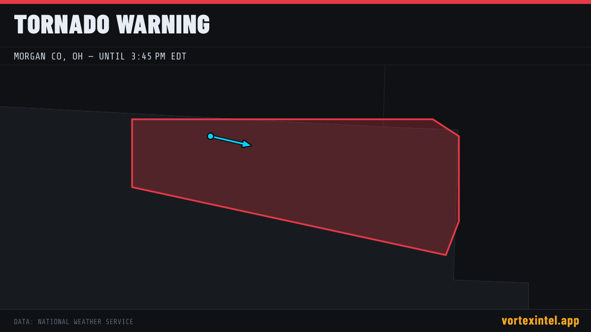 Tornado Warning for Morgan — radar, warned-area polygon and storm motion