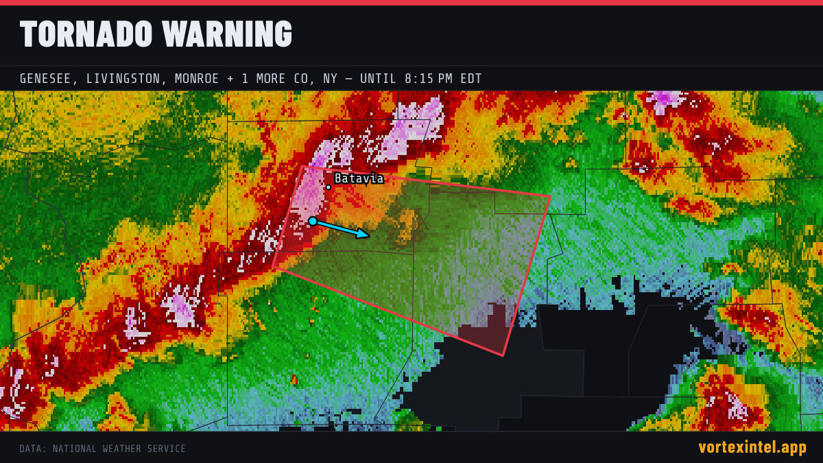 Tornado Warning for Livingston — radar, warned-area polygon and storm motion